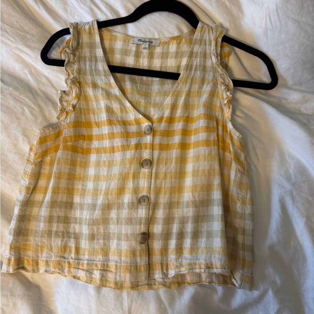 Madewell Yellow and Cream Striped Blouse